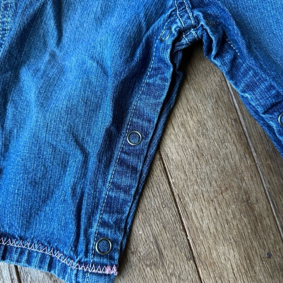 Vintage 90s Overalls Baby Girl Size 6-9 M Sonoma Butterfly Bib Embroidered - Picture 6 of 10